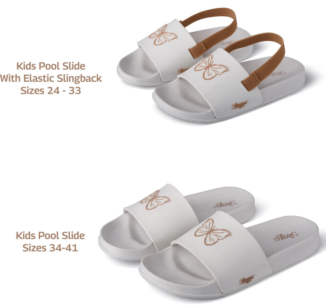 POOL SLIPPERS WHITE BUTTERFLY - SPECIAL INTRO PRICE!! - Slipper Lounge