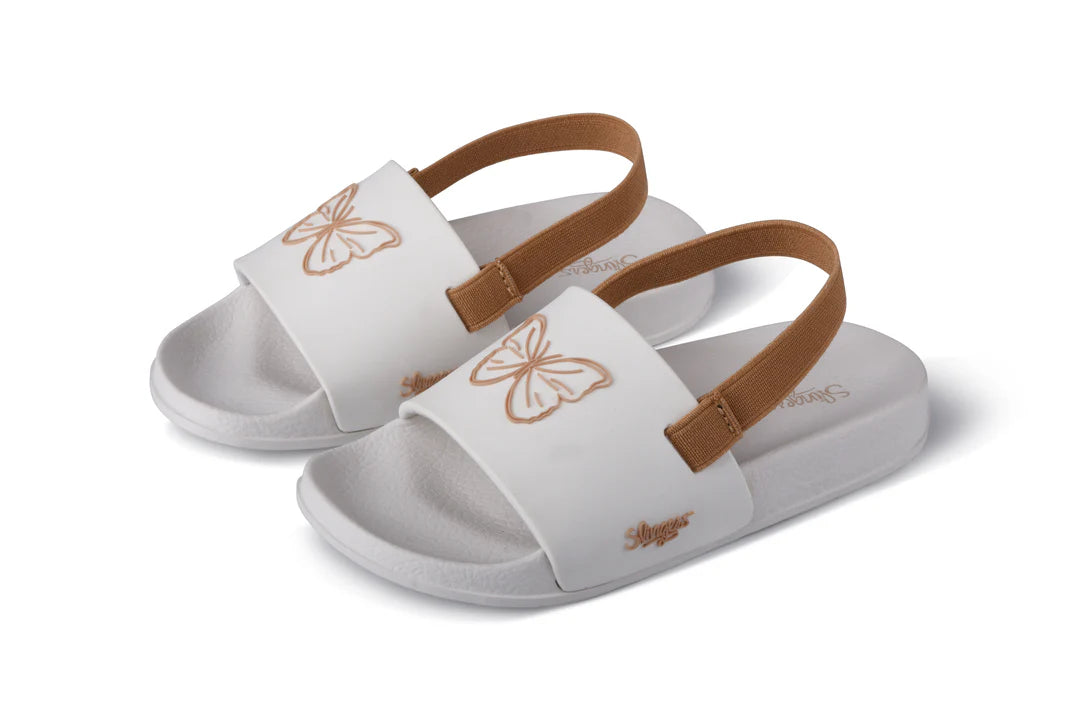 POOL SLIPPERS WHITE BUTTERFLY - SPECIAL INTRO PRICE!! - Slipper Lounge