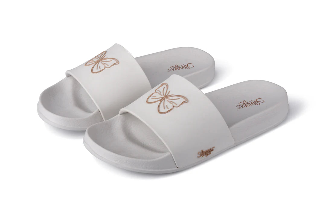 POOL SLIPPERS WHITE BUTTERFLY - SPECIAL INTRO PRICE!! - Slipper Lounge