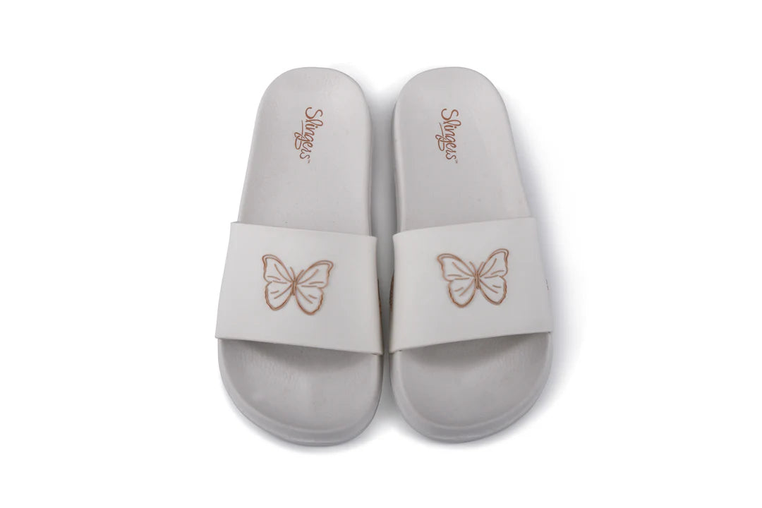 POOL SLIPPERS WHITE BUTTERFLY - SPECIAL INTRO PRICE!! - Slipper Lounge
