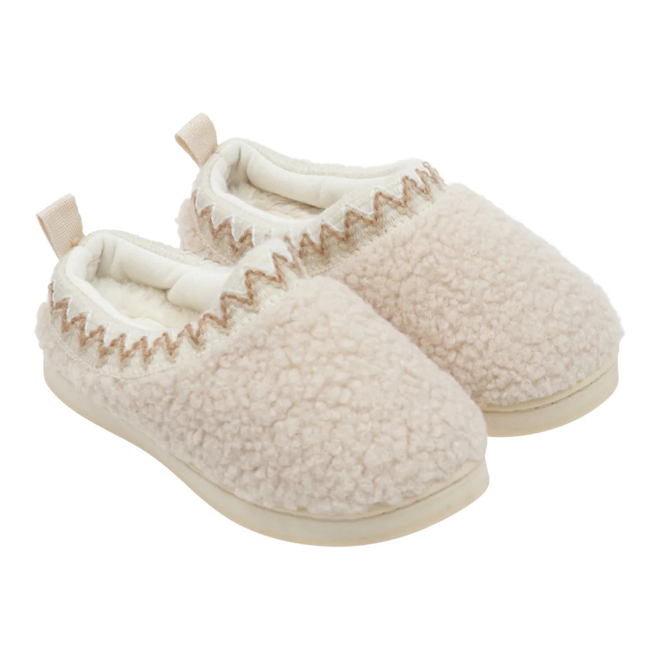 Shearling Embroidered Trim Slipper-Vanilla - Slipper Lounge