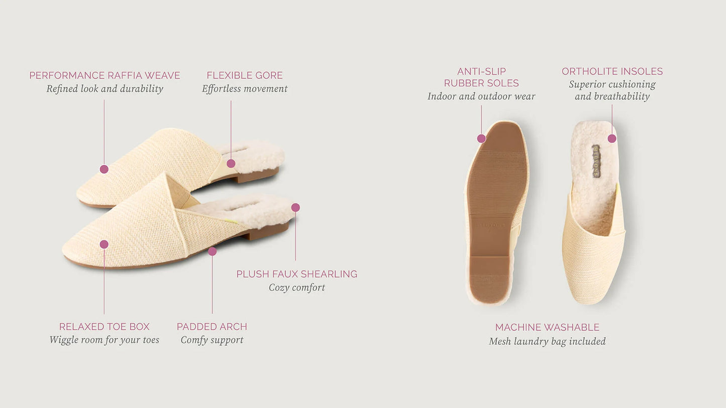 Devon | Raffia Cream Slippers for Women - Slipper Lounge