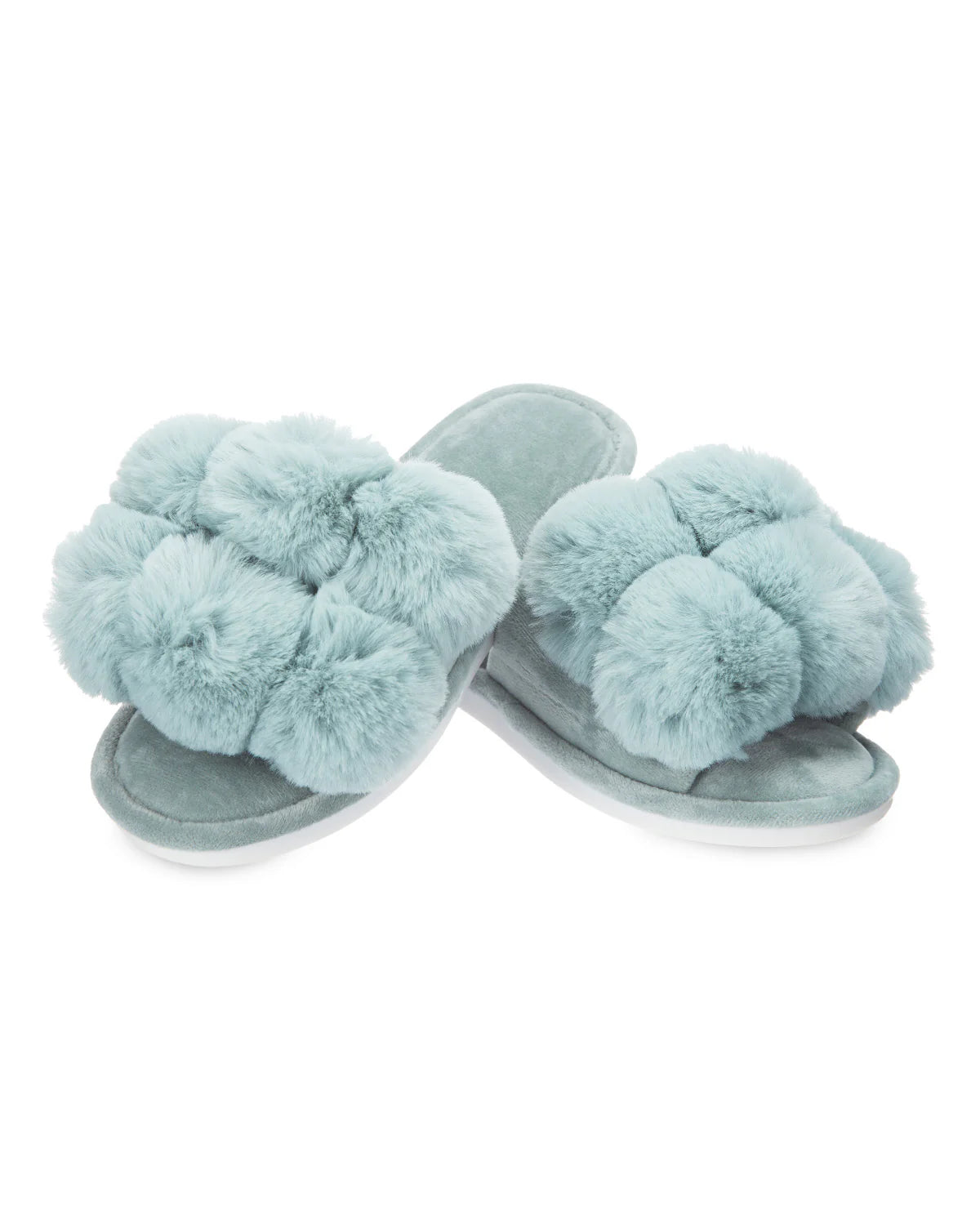 Women's Luxe Pom-Pom Memory Foam Plush Slippers L 9/10