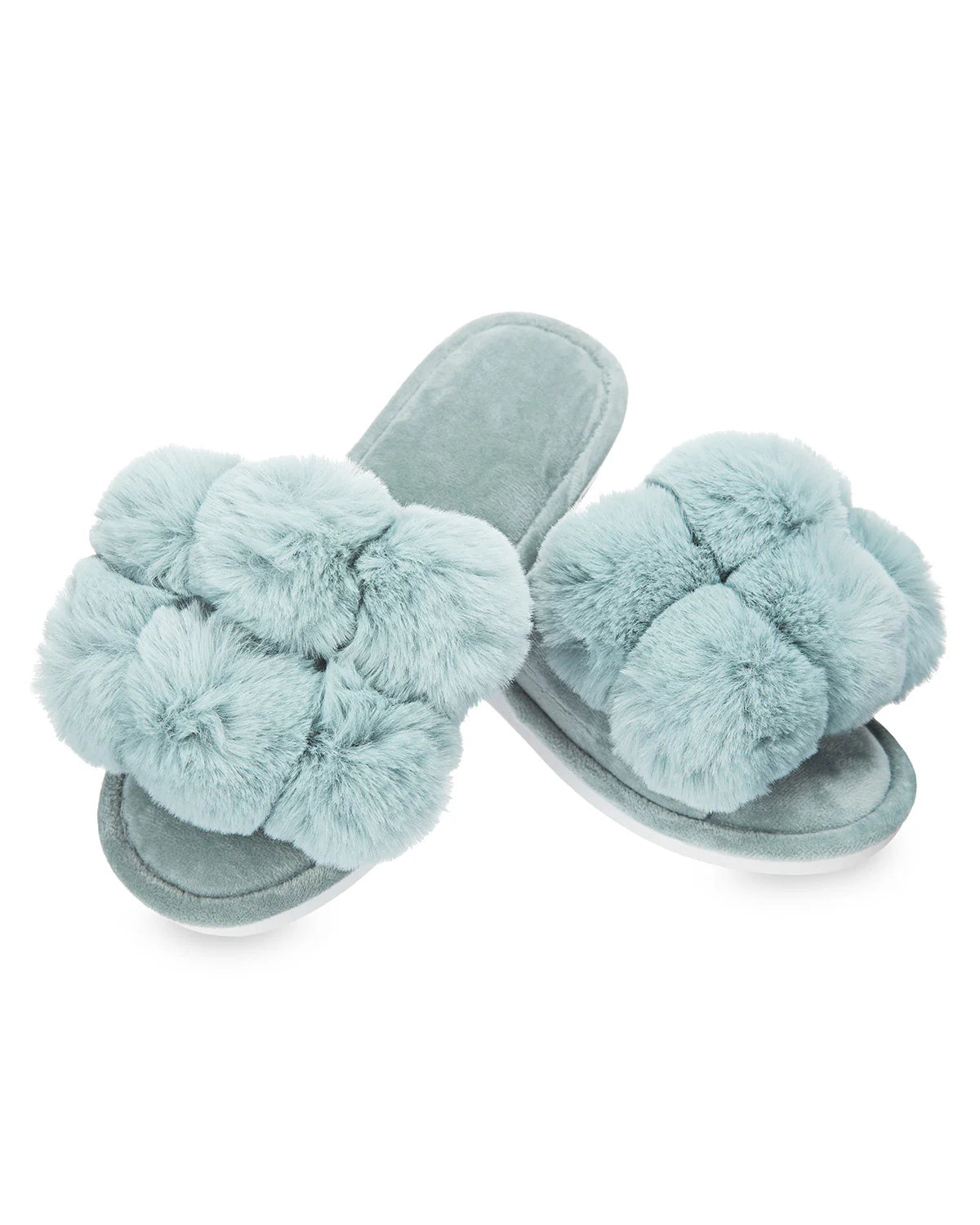 Women's Luxe Pom-Pom Memory Foam Plush Slippers - Slipper Lounge