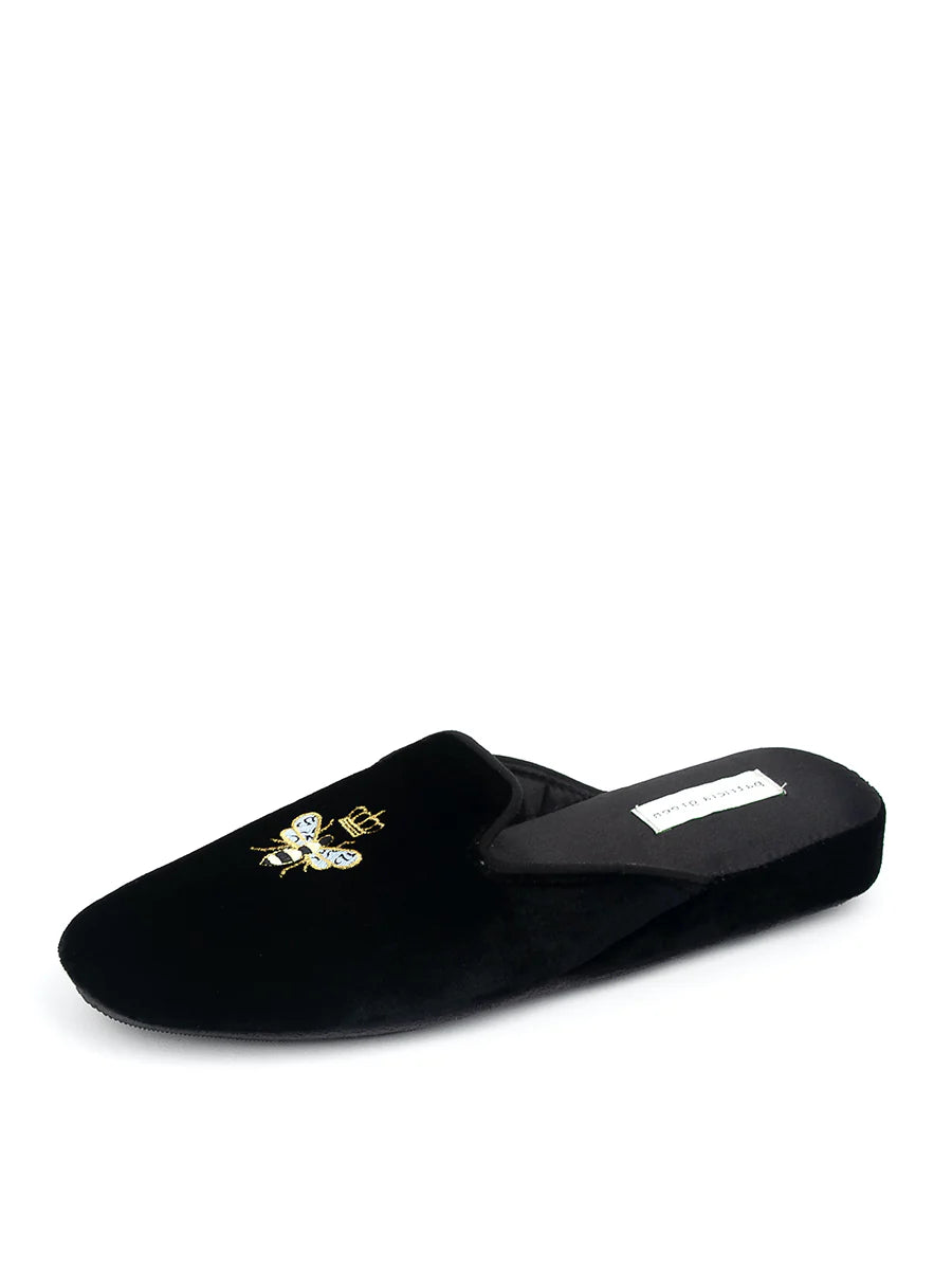 Queen Bee Embroidered Velvet Slipper - Slipper Lounge