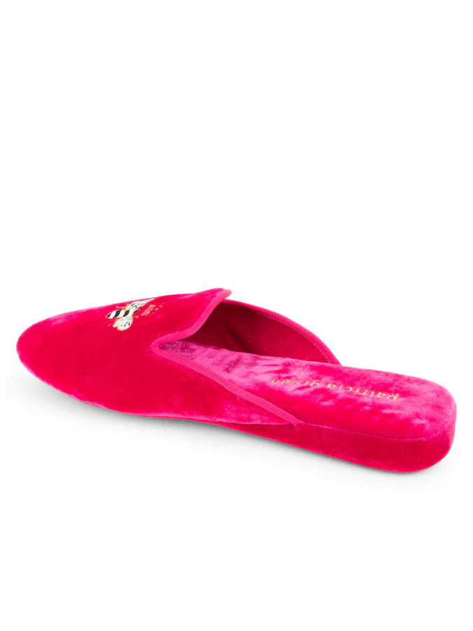 Queen Bee Embroidered Velvet Slipper - Slipper Lounge