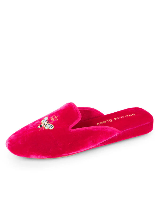Queen Bee Embroidered Velvet Slipper - Slipper Lounge