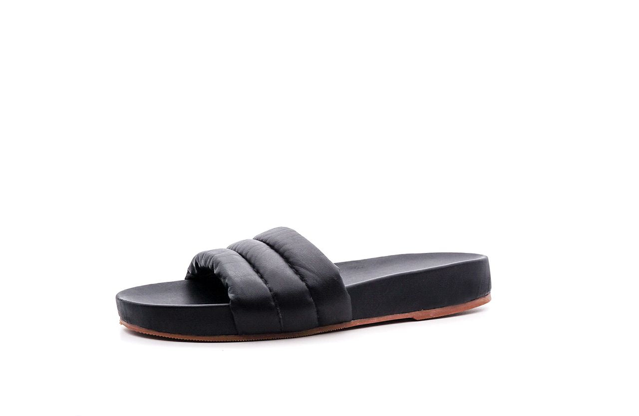 Timor Chunky Pool Slide-Black - Slipper Lounge