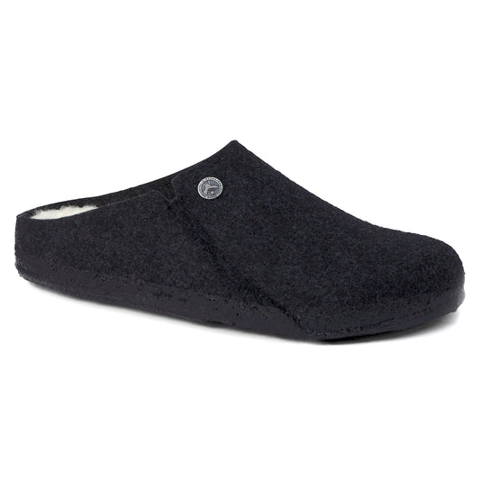 Birkenstock Zermatt Shearling Slippers – Anthracite | Wool Felt Upper + Shearling Lined Footbed