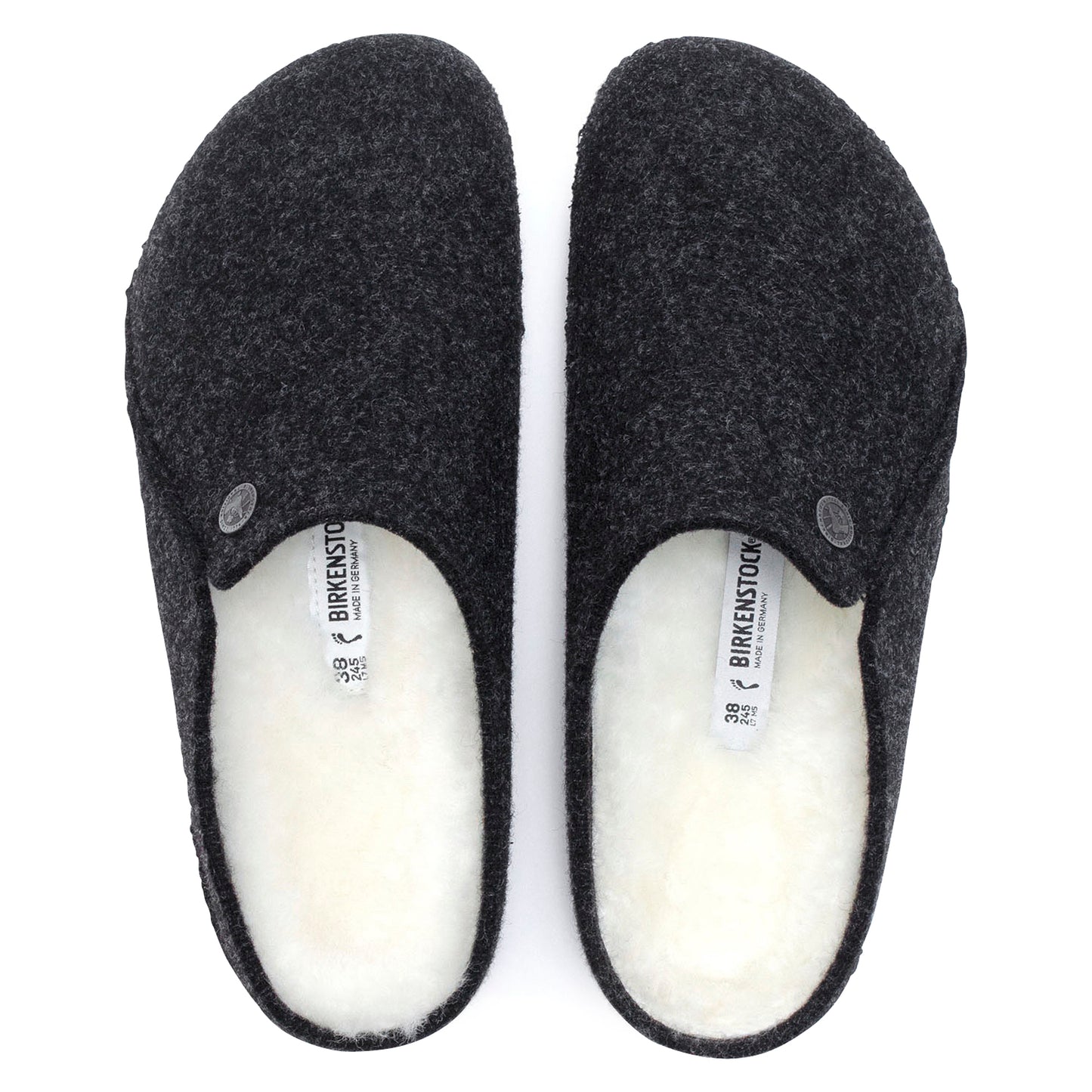 Birkenstock Zermatt Shearling Slippers – Anthracite | Wool Felt Upper + Shearling Lined Footbed