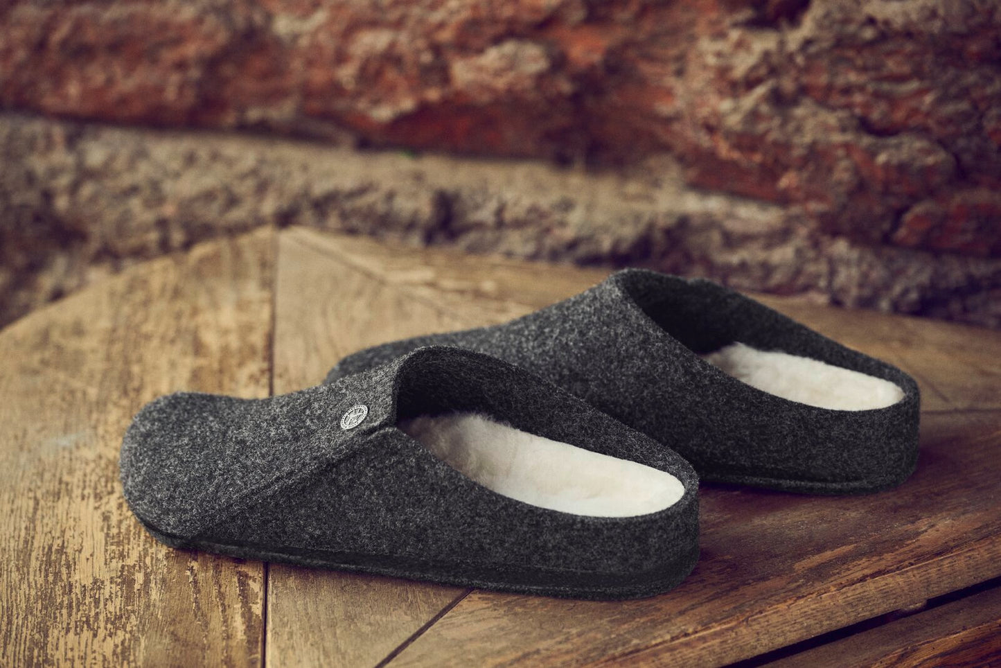 Birkenstock Zermatt Shearling Slippers – Anthracite | Wool Felt Upper + Shearling Lined Footbed