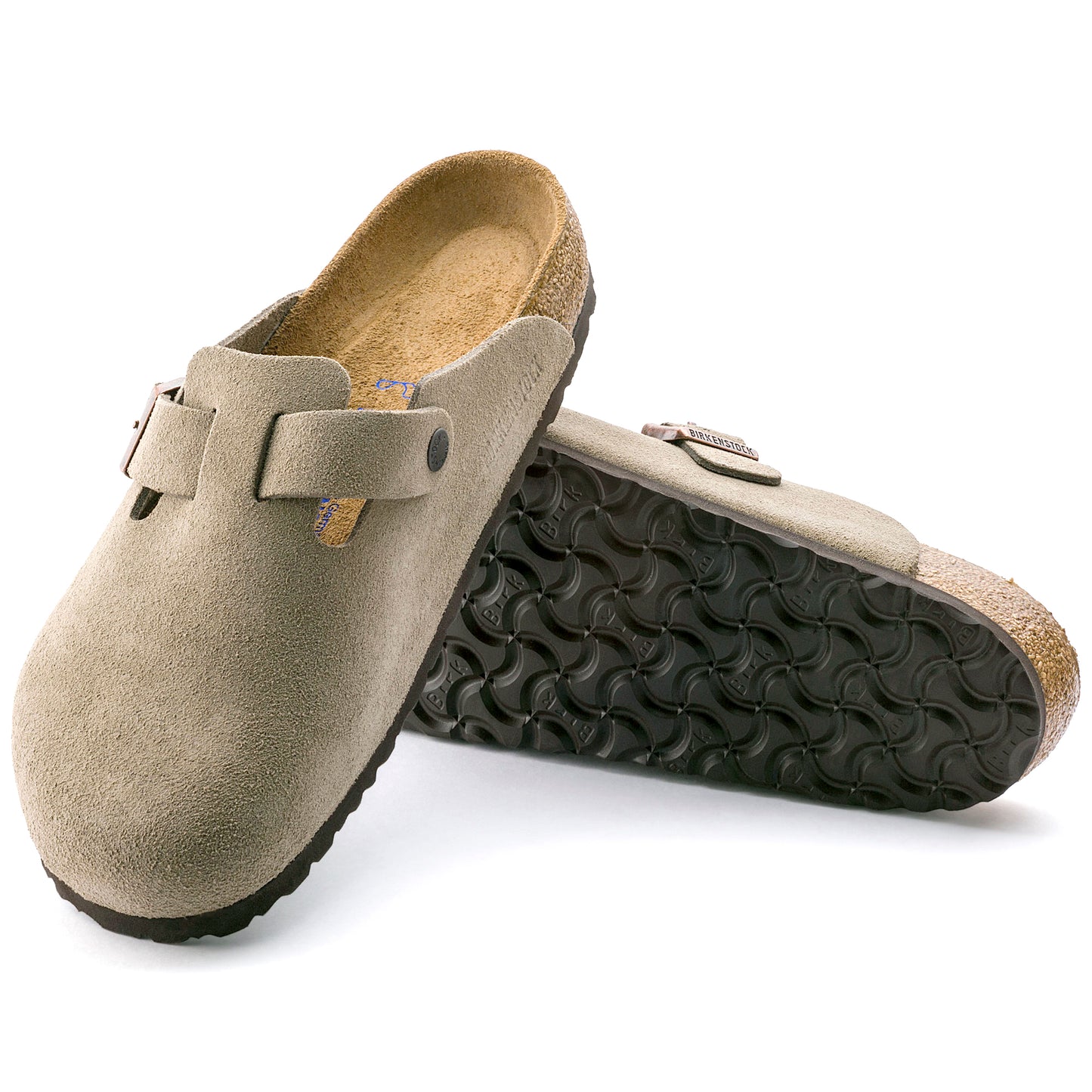 Boston Soft Footbed Suede Leather - Taupe - Slipper Lounge