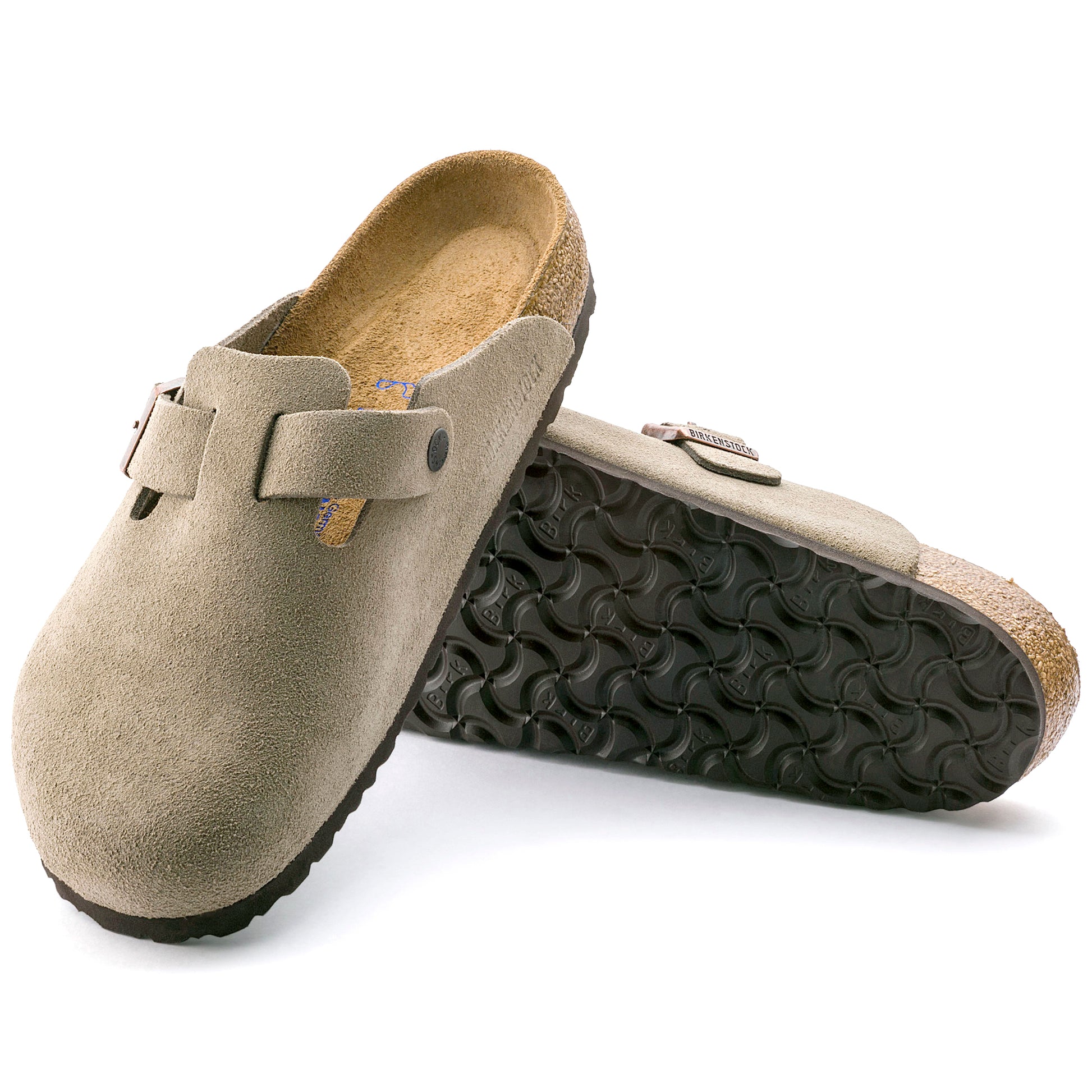 Boston Soft Footbed Suede Leather - Taupe - Slipper Lounge