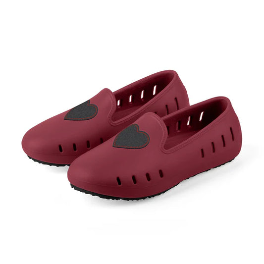Cruise Loafer Kids - Burgundy Heart Denim Patch / Waterproof - Slipper Lounge