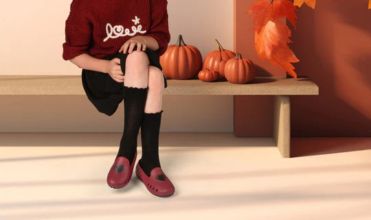 Cruise Loafer Kids - Burgundy Heart Denim Patch / Waterproof - Slipper Lounge