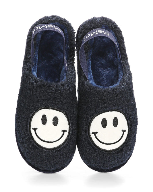 KIDS' SHAGGY SMILEY FACE NON-SKID SLIPPERS