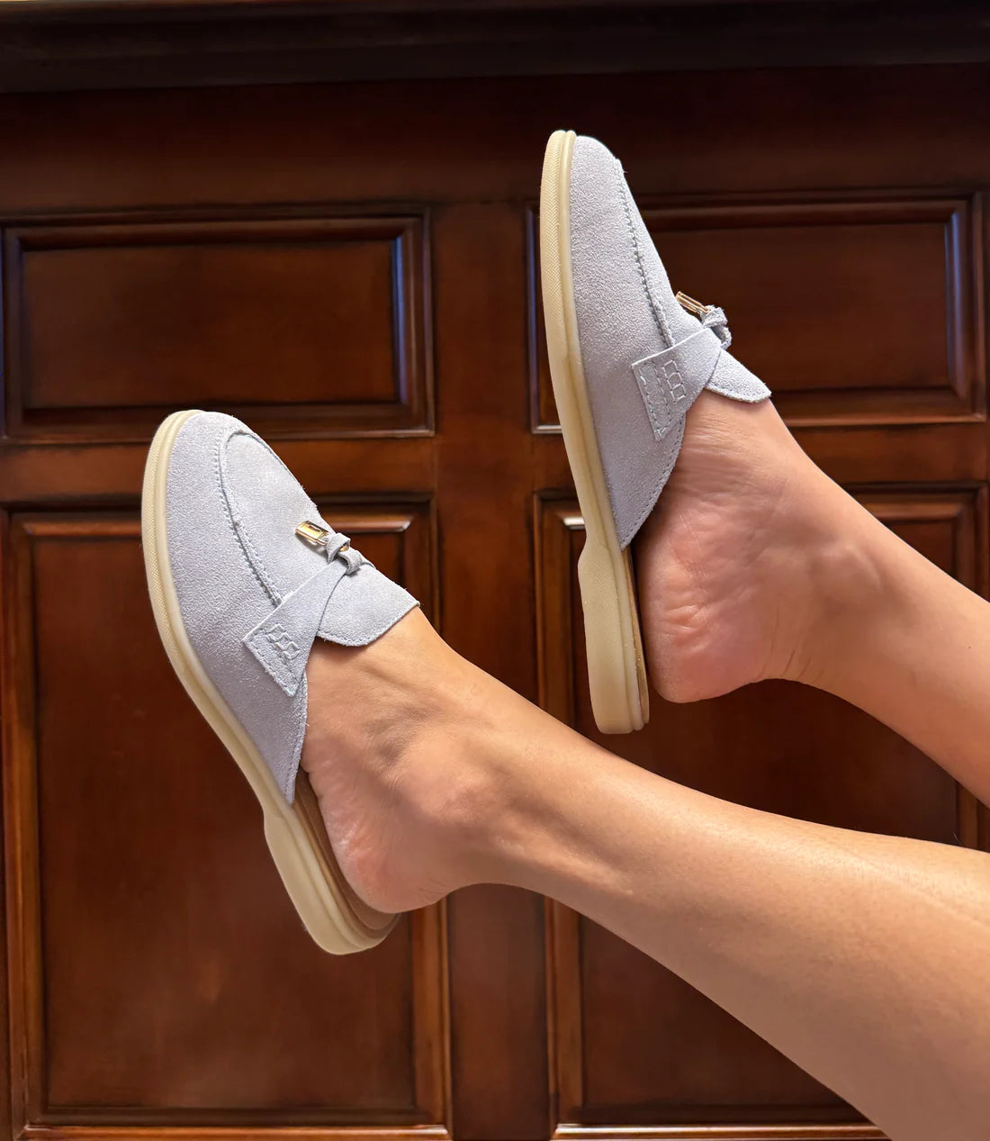 Lasso Suede Slip On Loafers-Tan