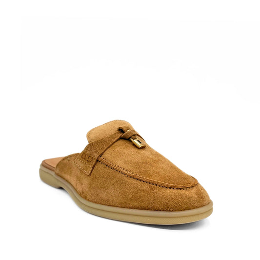 Lasso Suede Slip On Loafers-Tan