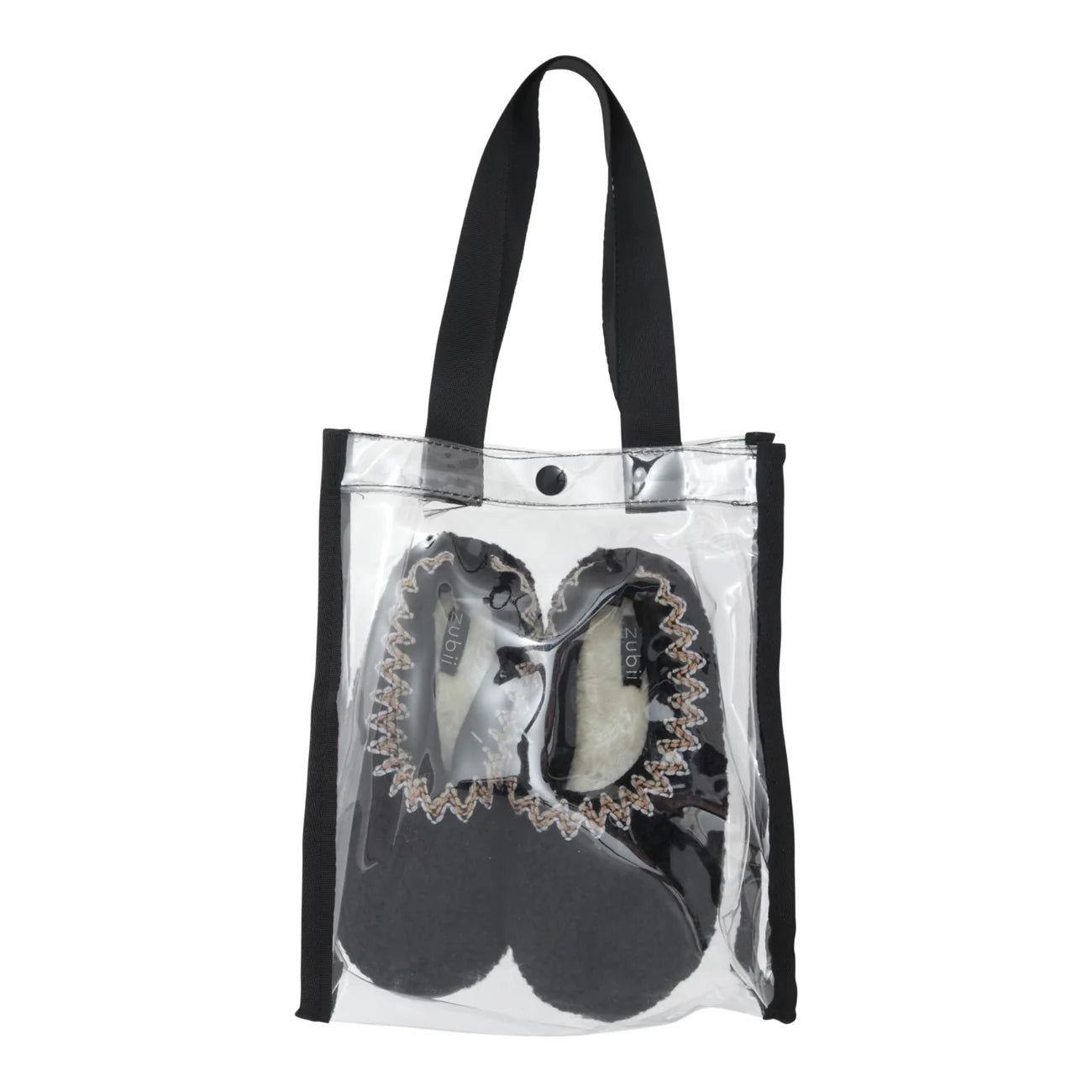Shearling Embroidered Trim Slipper-Black - Slipper Lounge