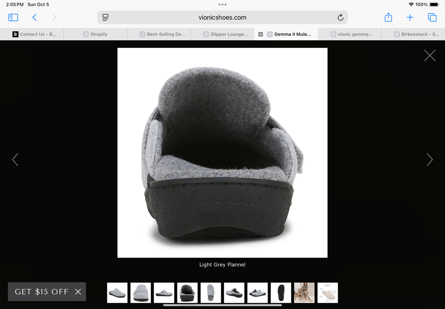 GEMMA II MULE SLIPPERS-Light Gray Flannal