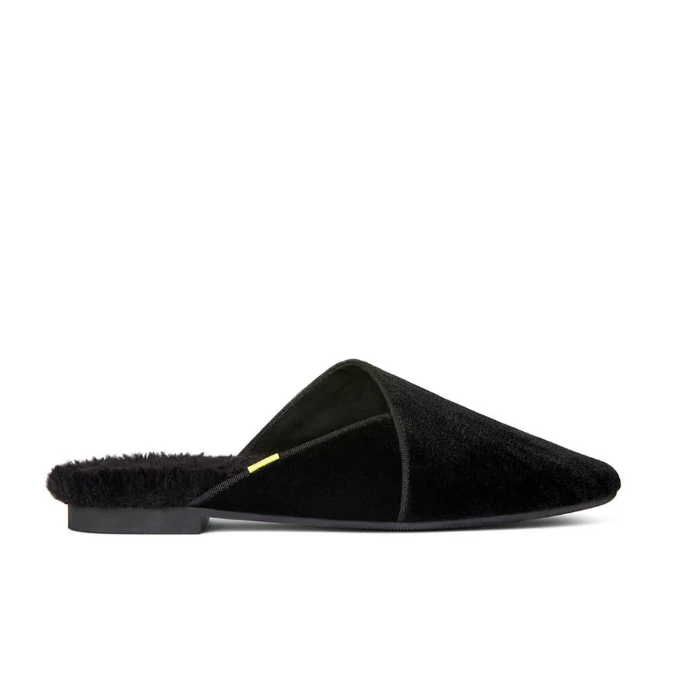 Devon | Black Velvet Slippers for Women