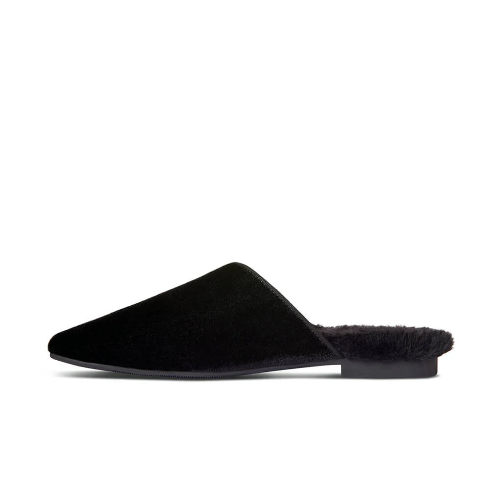 Devon | Black Velvet Slippers for Women