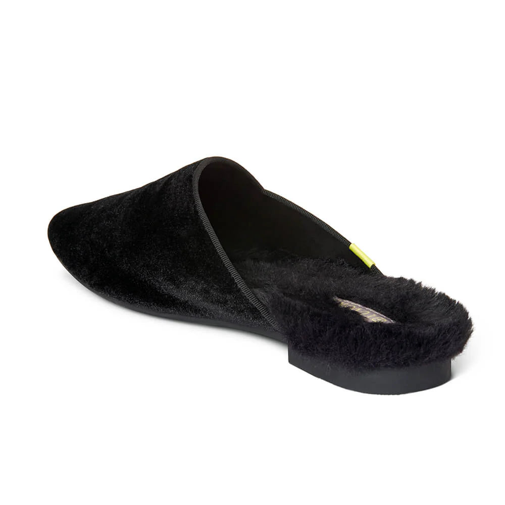 Devon | Black Velvet Slippers for Women