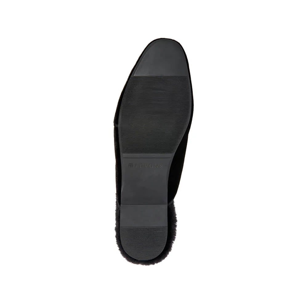 Devon | Black Velvet Slippers for Women