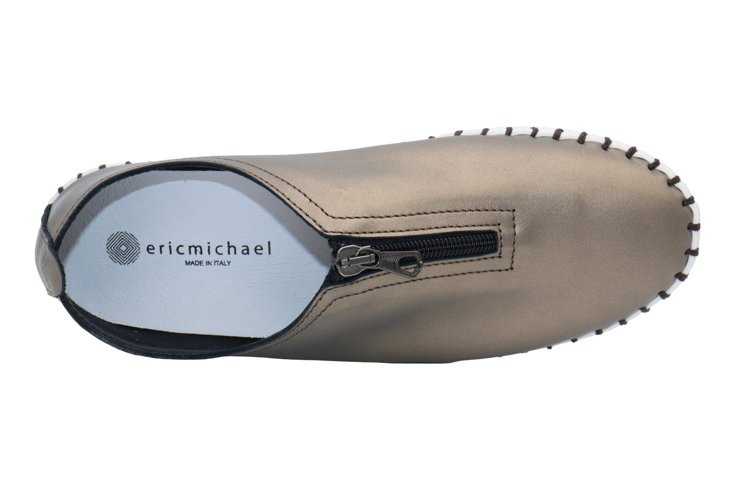 Eric Michael Marlo Women’s Comfort Slip-On Shoe – Pewter Leather, Cushioned Insole