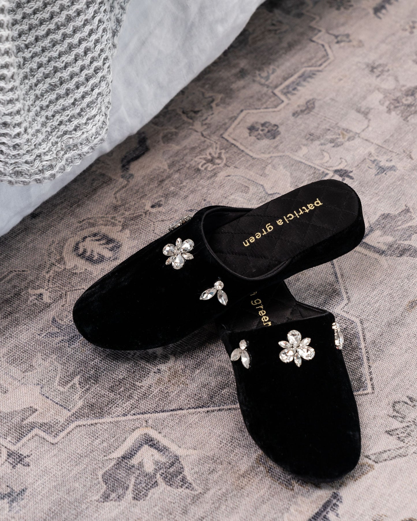 Lucille Crystal Embellished Velvet Slipper