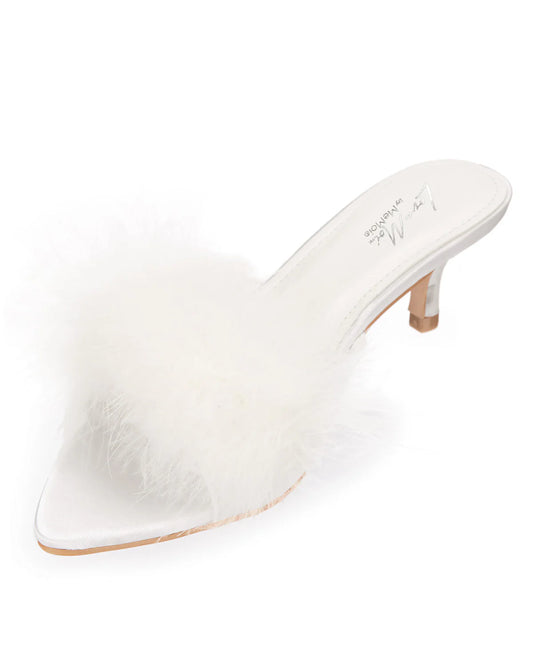 Women's Mona Marabou Hard Sole Slender Heel Slipper