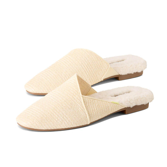Devon | Raffia Cream Slippers for Women