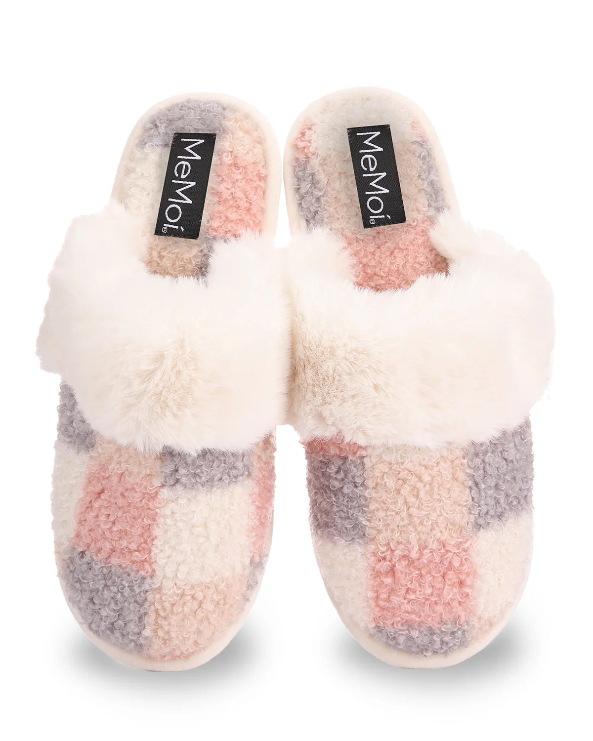 Women's Checkerboard Hard Bottom Plush Slippers