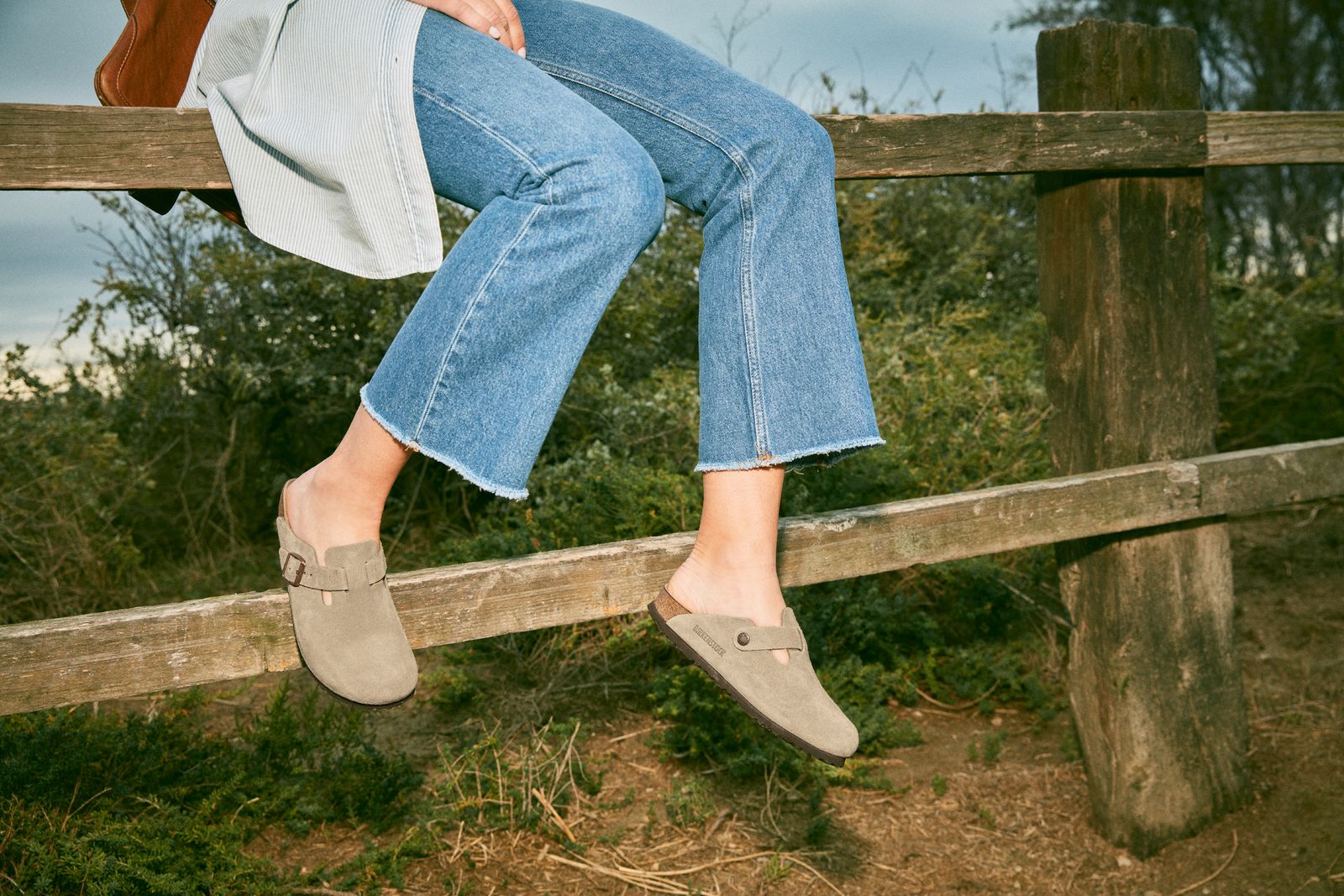 Boston Soft Footbed Suede Leather - Taupe - Slipper Lounge