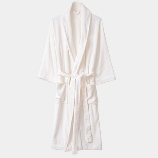 Classic Ultra-Soft Absorbent Cotton Bathrobe / White