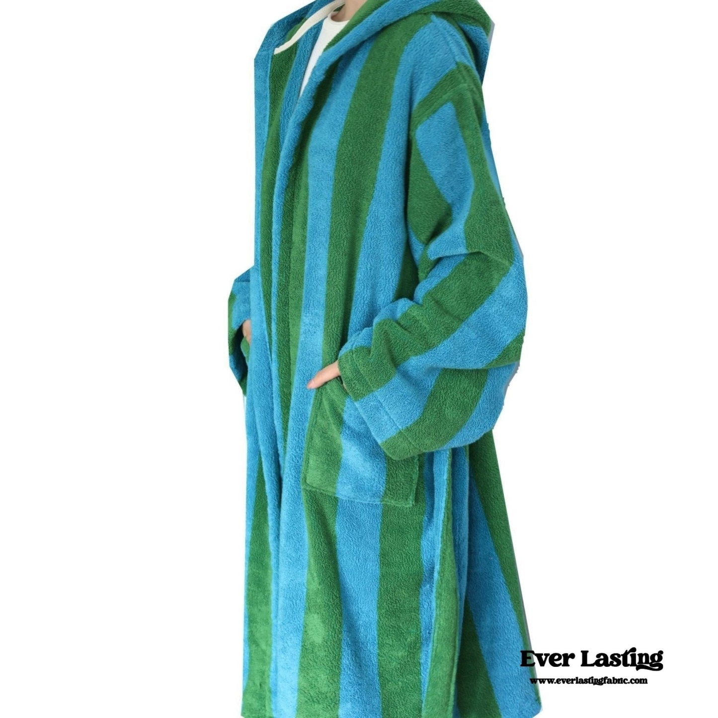 Modern Striped Cotton Bathrobe Set / Pink