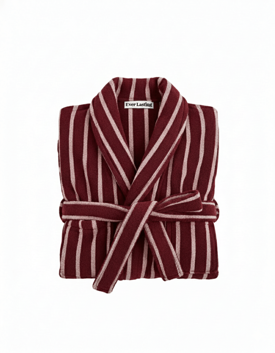 Quiet Evening Striped Robe Set / Burgundy