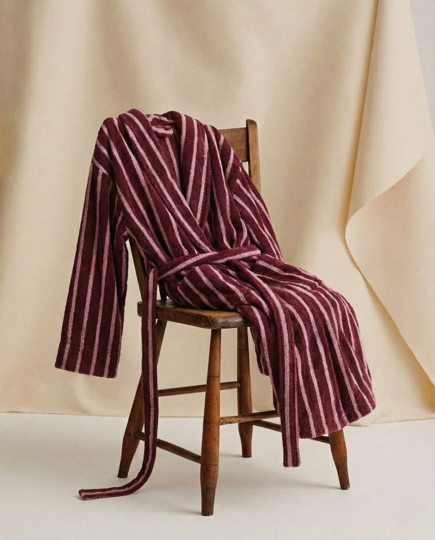 Quiet Evening Striped Robe Set / Burgundy