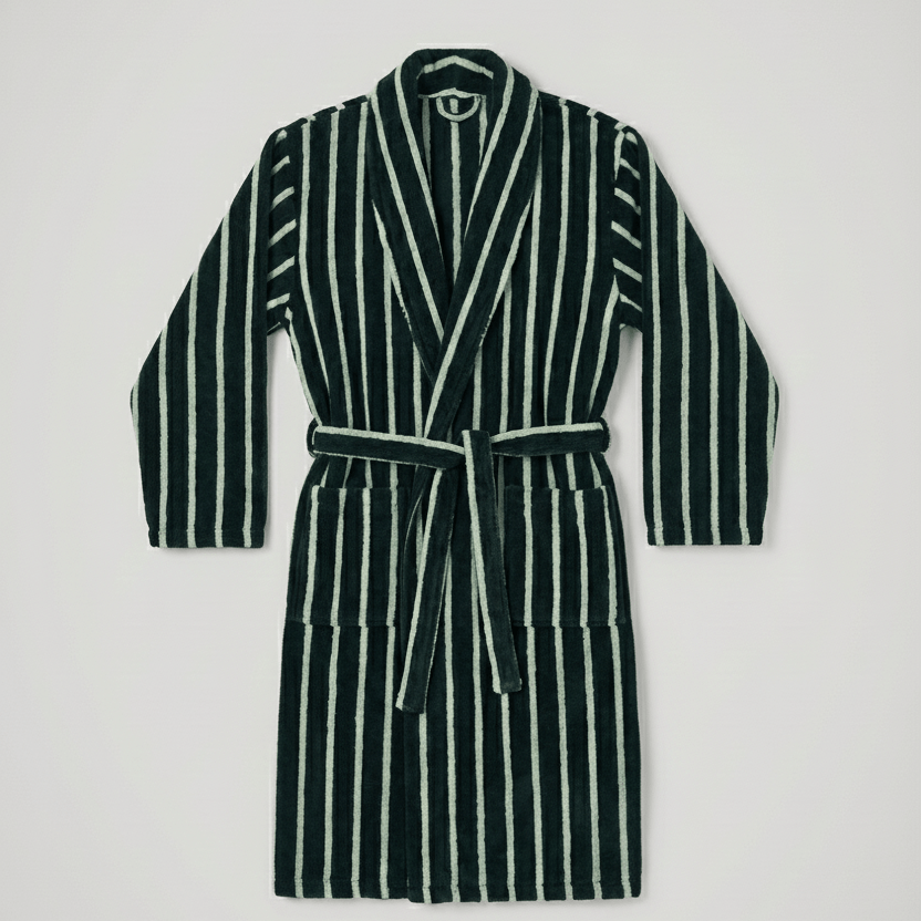 Quiet Evening Striped Robe Set / Burgundy