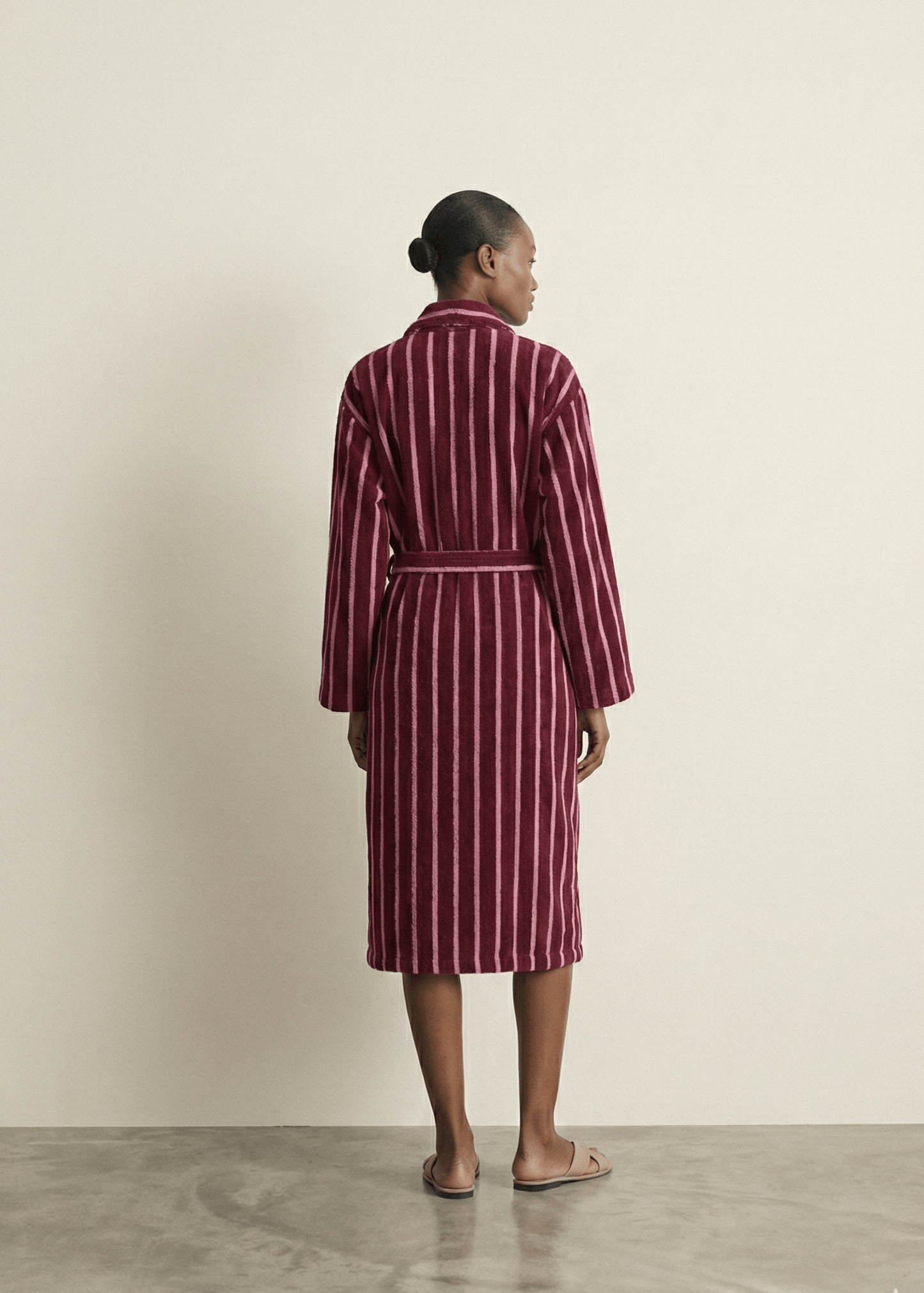 Quiet Evening Striped Robe Set / Burgundy
