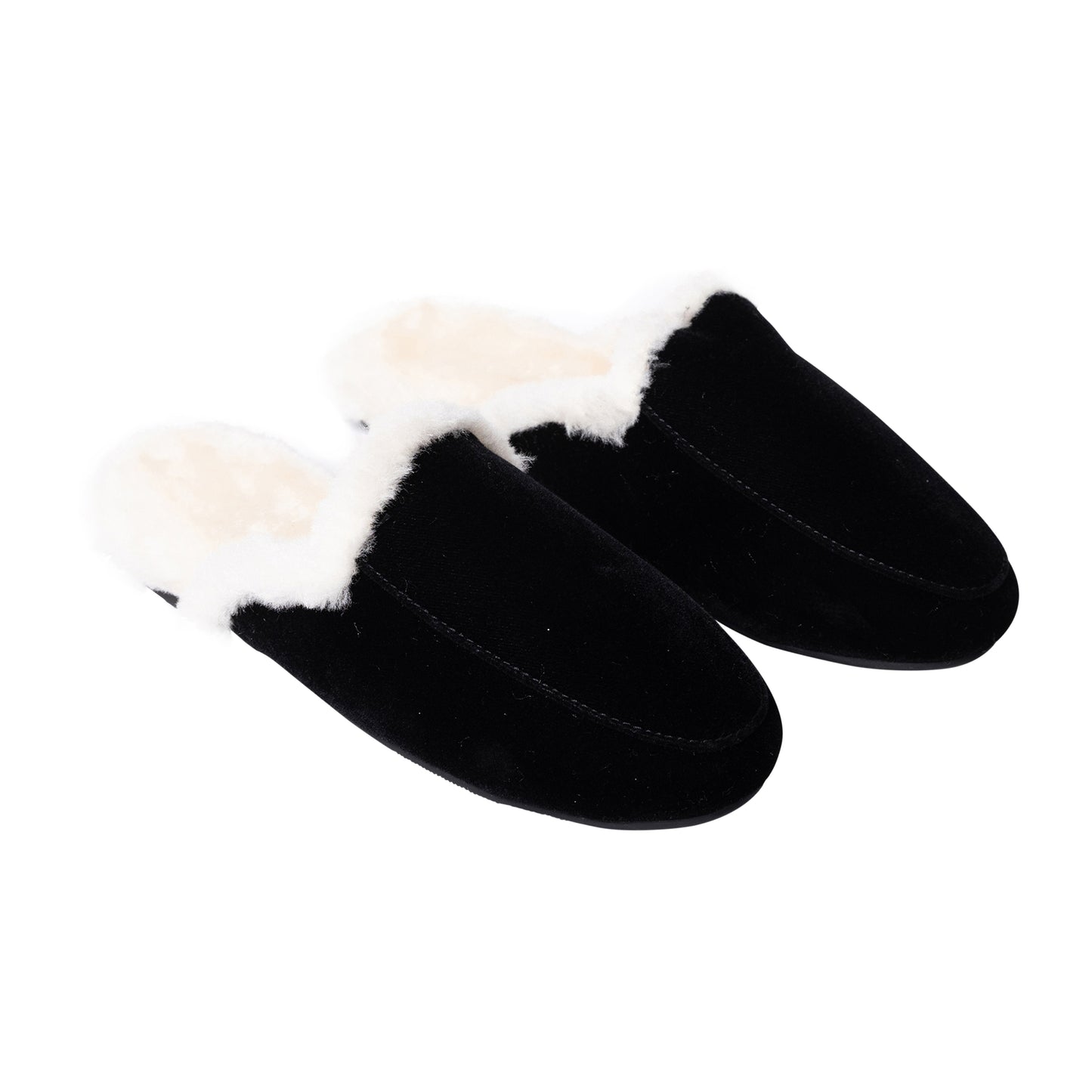 Fur Lined Velvet Slippers